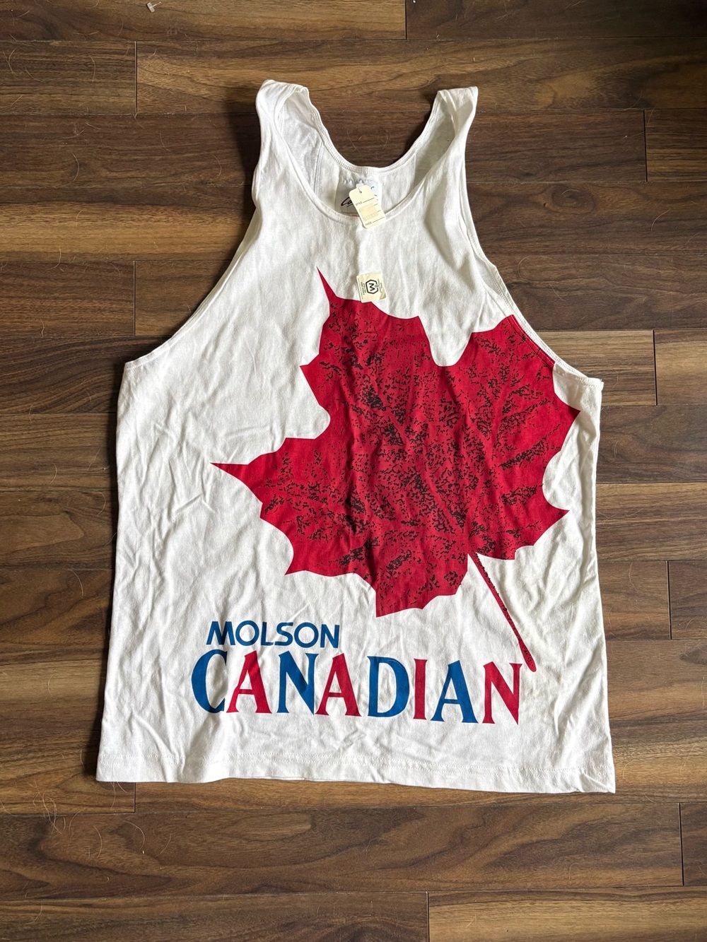 NWT Vintage Molson Canadian White Tank Top with Red Maple Leaf